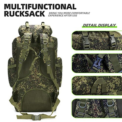 King'sGuard 100L Camping Hiking Backpack Molle Rucksack Military Camping Backpacking Daypack - color: Russian Camo