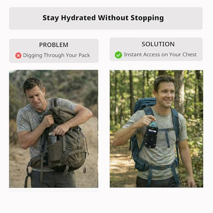 Ultralight Backpack Strap Water Bottle Holder – Front Access, Fits 16–24oz Bottles