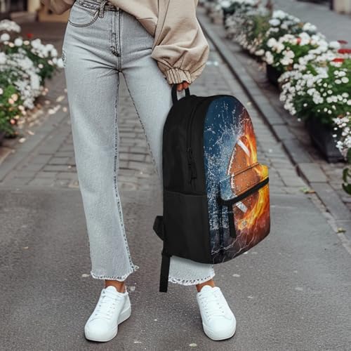 AFPANQZ Men's Backpacks Basketball Fire Print Big Capacity Schoolbags with Front Pocket Bookbag Waterproof Rucksack Multi-function Pockets School Bags for Elementary School - color: Baseball Fire