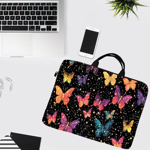15-Inch Laptop Sleeve – Stylish, Lightweight, Shockproof, Water-Resistant Case for Lenovo, HP, Dell, Asus Notebooks - Colorful Butterflies - color: Colorful Butterflies