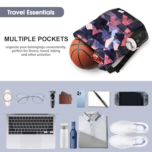 Waterproof Drawstring Backpack Sports Gym Sackpack with Mesh Pockets Water-Resistant String Cinch Beach Bag for Men Women - color: Print - Mount