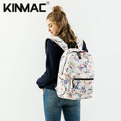 Kinmac Chinese Flowering Crabapple Pattern 15 inch Waterproof Laptop Travel Outdoor Backpack With USB Charging Port For 13 inch 14 inch and 15.6 inch Laptop - color: Chinese Flowering Crabapple