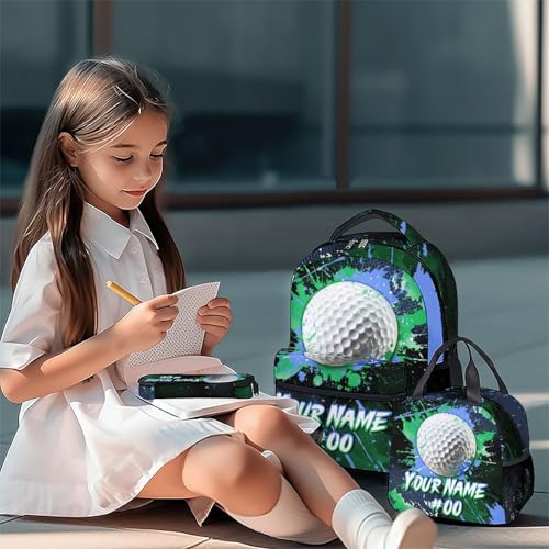 COZYAURA Kids' Backpacks - Personalized Golf Backpack Set for Boys Girls - Sports Bookbag for Elementary Middle School - Cool Ball School Bag with Lunch Bag & Pencil Case - color: Style-a