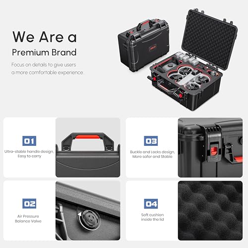 Waterproof Hard Case for DJI Avata 360 Combo, Shockproof Travel Storage Box with Custom Foam for Drone, RC2, G-N3 Goggles, Motion Controller, Charger Hub (Only Case)