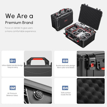 Waterproof Hard Case for DJI Avata 360 Combo, Shockproof Travel Storage Box with Custom Foam for Drone, RC2, G-N3 Goggles, Motion Controller, Charger Hub (Only Case)