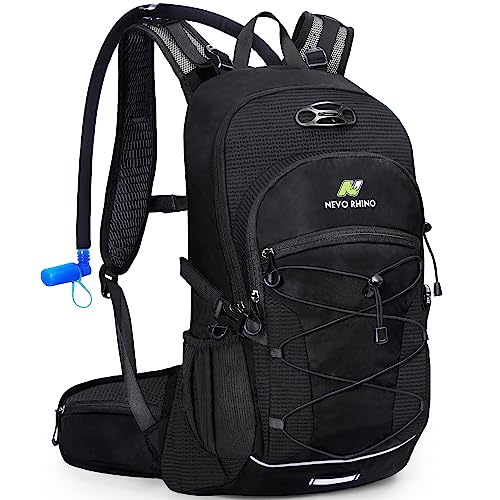 N NEVO RHINO Hydration Backpack with Water Bladder 3L, Hiking Backpack with Rain Cover, Insulation Water Daypack for Cycling Biking - color: 01 Black