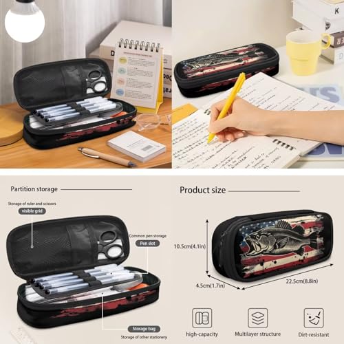 School Backpack Set with Lunch Box Pencil Case 3 In 1 American Flag Fish School Bag Bookbag for Boys Girls Lager Capacity Student Daypack - color: American Flag Fish
