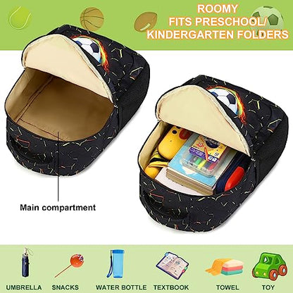 LOIDOU Backpack for Teen Girls Bookbags School Backpack with Lunch Box and Pencil Case 3 in 1 School Bags Set - color: Black Football