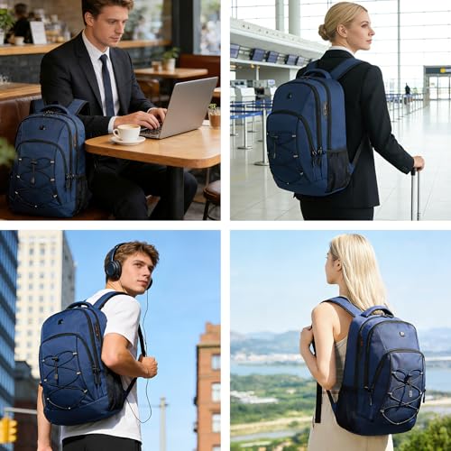 Goloni Laptop Backpack for Men Women, 17 Inch Travel Backpack with USB Charging Port, Water Resistant Lightweight Backpack with Compartments, 30L Casual Daypack,Blue - color: Blue