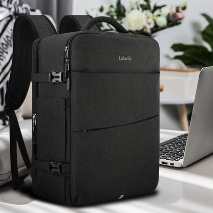Lubardy Travel Backpack for Men Women 17 Inch Flight Approved Carry on Backpack Waterproof Large 40L Luggage Daypack Business College Weekender Overnight Laptop Backpack with 3 Packing Cubes, Black - color: Black(backpack With 3 Packing Cubes)