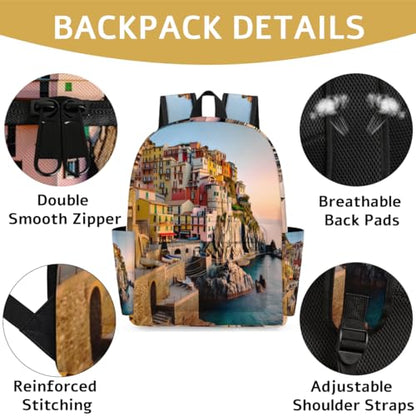 QsirBC City Fun Pattern Small Travel Backpack Casual Daypack Backpacks Lightweight Waterproof College Bookbags for Women Gift