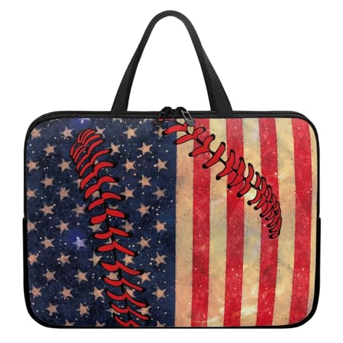 10 Inch American Flag Baseball Laptop Sleeve, Protective Laptop Case Tote Bag for Men Women, Computer Cover with Zipper, Tablet Carrying Case Shoulder Bag for Business School Travel - color: American Flag Baseball, size: 10 Inch