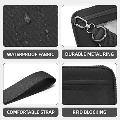 FODOKO Wristlet wallets for women Nylon Quilted Wallet with 4 Zippers,Travel Credit Card,Holder Cell Phone Organizer - color: Black 2