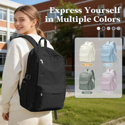 Simple Black School Backpack For Women,Lightweight College Backpack,High School Bag For Teens Boys Girls,Casual daypack Small Travel Backpacks Men Bookbag - color: A1-black