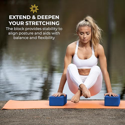 4" Yoga Block, 10 Pack Bulk EVA Foam Yoga Blocks, Firm and Supportive Yoga Brick, Balance Foam for Stretching, Pilates, and Workout, 4" x 6" x 9" - color: Blue