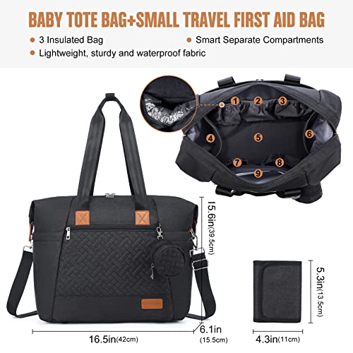 LOVEVOOK Diaper Bag Tote, Baby Diaper Bag Waterproof Travel Diaper Tote with Changing Pad - color: Dark Gray