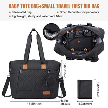 LOVEVOOK Diaper Bag Tote, Baby Diaper Bag Waterproof Travel Diaper Tote with Changing Pad - color: Dark Gray