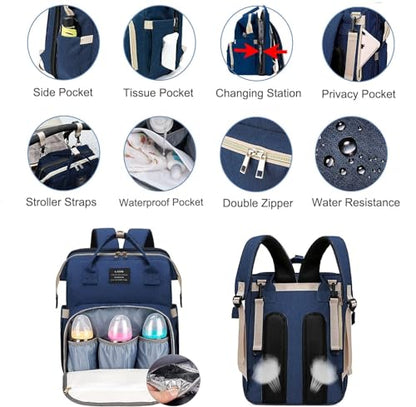 ANWTOTU Baby Diaper Bags with Changing Station,900D Oxford Waterproof Diaper Bag Backpack for Moms Dads with USB Charging Port,Large Capacity Baby Essentials(Ungrade Blue) - color: Ungrade-blue