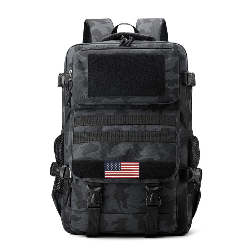 Camouflage 35L Tactical Backpack, Military Molle Rucksack for Men Women, Water Resistant Hiking Backpack Fits 16 Inch Laptop for Outdoor Hunting Camping Trekking - color: Camo Backpack Single Pack 2