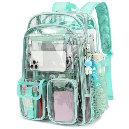 Clear Backpack Heavy Duty Transparent Backpacks Stadium Approved for School Work Sport Travel (Green) - color: Green
