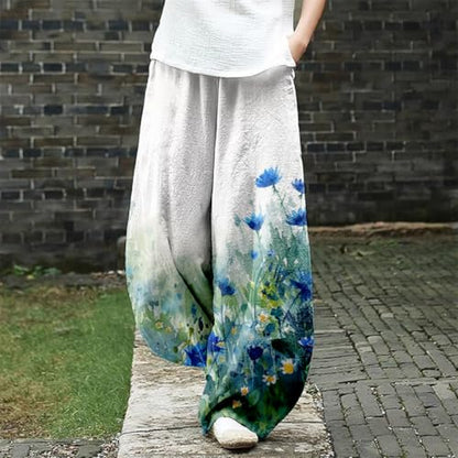 LOAIHA Women's Baggy Pants Elastic Waist Floral Wide Leg Yoga Sweatpants Harem Pant Lantern Trousers with Pockets - color: Boho1, size: 5X-Large