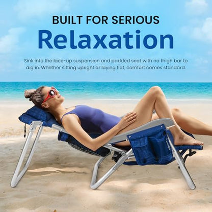 Homevative Cooler+ Folding Backpack Beach Chair with 5 Positions, Towel bar, XL Cooler Pouch, Storage Net, Cup and Phone Holder, Breeze, 2 Pack - color: Breeze