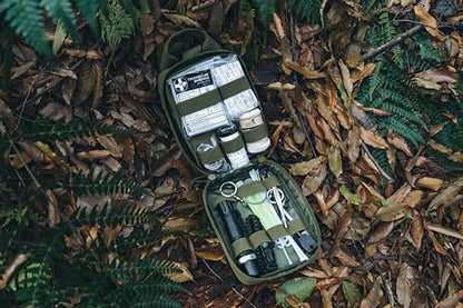 RHINO RESCUE Survival First Aid Kit, HSA/FSA Eligible, Emergency Kit Molle Pouch IFAK Medical Kit for Vehicles Car Camping Backpacking Hiking Hunting - color: Ranger Green