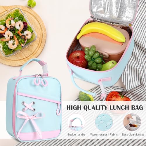 DIGOBAY Backpacks for Girls - 3PCS Girls Backpack with Lunch Box & Pencil Pouch School Backpacks for Elementary Middle High College School Bookbag for Teen Girl Kids Students Aquamarine-pink - color: Aquamarine-pink