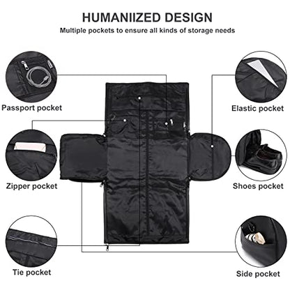 seyfocnia Convertible Travel Garment Bag,Carry on Garment Duffel Bag for Men Women - 2 in 1 Hanging Suitcase Suit Business Travel Bag - color: A1-Black
