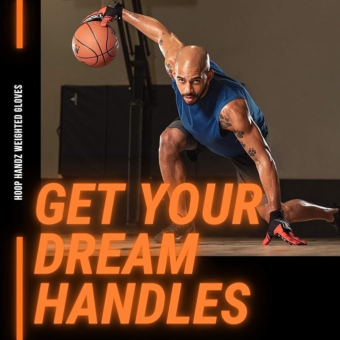 HOOPSKING Hoop Handz Basketball Weighted Training Gloves (Anti-Grip), Over 3 lbs. Per Pair, More Powerful Dribbling - size: Adult Large