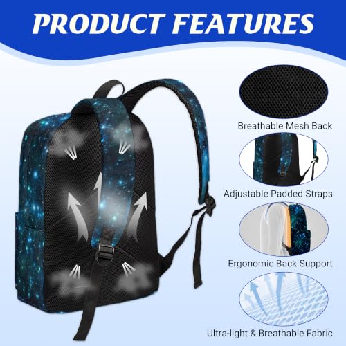 3PCS Boys Galaxy Backpack, Bookbag for Kids Boys with Lunch Box, 17 Inch Galaxy Teens Back to School Bag Set, Laptop Backpack for Mens School/Daypack - color: Galaxy