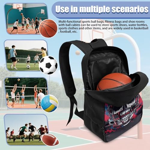 Basketball Backpack With Separate Ball Compartment And Shoes Fit Basketball Volleyball Football - color: Skeleton Rugby Player