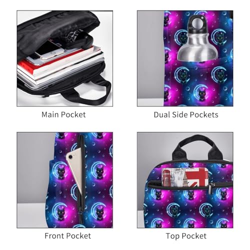 Compact Urban Commute Backpack Space Black Cat, Slim Fit Laptop Daypack for Office Business Casual Daily Wear Men Women - color: Picture (223)