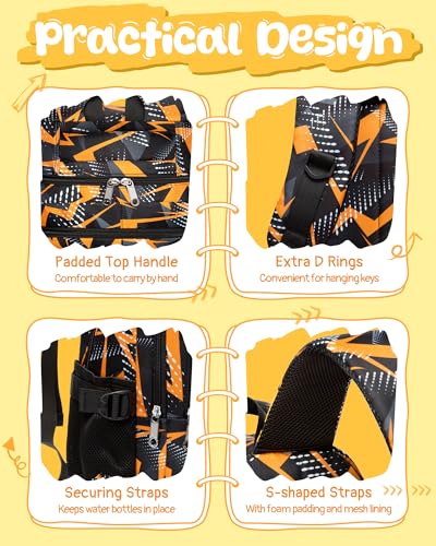 BLUEFAIRY Kids School Backpack for Boys Girls Ages 6-8 8-10 10-12 Elementary Middle School Book Bags with Laptop Compartment Mochilas Escolares para Niños Niñas de 8 10 12 Años (Orange, Geometric) - color: Orange