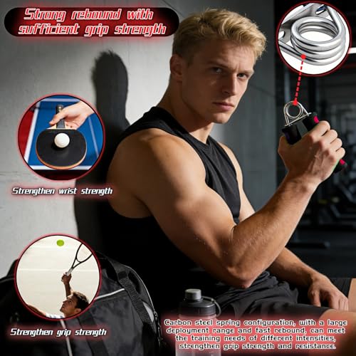 Hand Grip Strengthener Set, Carbon steel wire+thickened foam Hand Exerciser for Wrist Forearm and Finger Strength Training, 2 Pack - color: Red