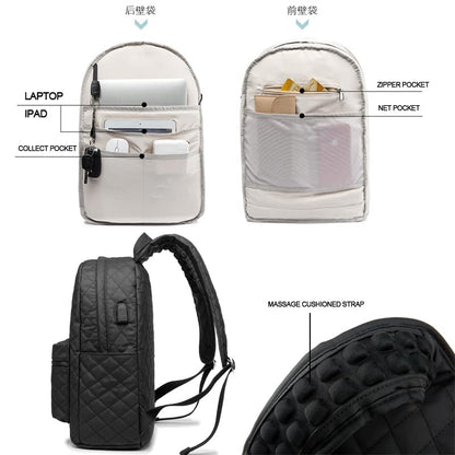 Kinmac Water Resistant Laptop Backpack with USB Charging Port for Laptop Up to 15.6 Inch (Embroider) - color: Black Embroider