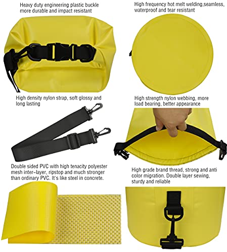 MARCHWAY Floating Waterproof Dry Bag Backpack 5L/10L/20L/30L/40L, Roll Top Sack Keeps Gear Dry for Kayaking, Rafting, Boating, Swimming, Camping, Hiking, Beach, Fishing - color: Lemon Yellow, size: 5L