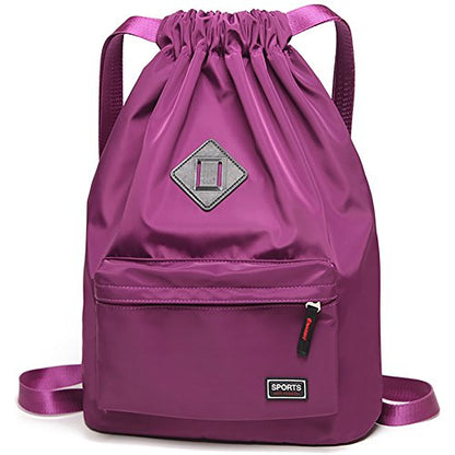 Peicees Waterproof Drawstring Sport Bag Lightweight Sackpack Backpack for Men and Women - color: Purple