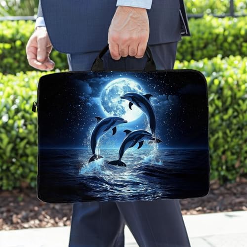 15-Inch Laptop Sleeve – Stylish, Lightweight, Shockproof, Water-Resistant Case for Lenovo, HP, Dell, Asus Notebooks - Cute Dolphin - color: Cute Dolphin