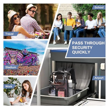 Clear Backpacks for School Heavy Duty Clear Bookbag Stadium Events Transparent Back Pack Girls Boys, Black Semitransparent - color: Black Semitransparent