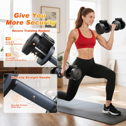 XDDIAS Adjustable Dumbbells Set of 2 for Strength Training, One-Hand Quick Adjust, 25/55/80/90 lbs Options, Anti-Slip Grip Handle, Compact Home Gym Weights for Men Women - color: Basic Black 5-Level 55LB Pair