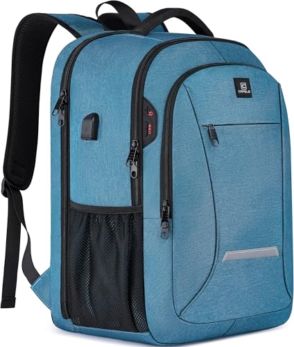 CAFELE Laptop Backpack, 17.3 Inch, Water-Repellent, USB Charging Port, for Business Travel School (Lake blue, 17.3 inches) - color: Lake Blue