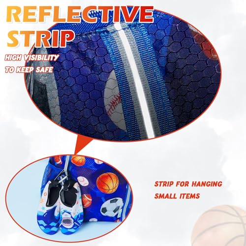 WAWSAM Kids Gym Drawstring Backpack String Bag, Ball Sports Gym Bag for Kids Boys Waterproof Swimming Beach String Cinch Backpack with Two Water Bottle Pocket - color: Ball