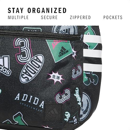 adidas 3-Stripe Classic backpack for men and women, bag with laptop sleeve - color: Rec League Black/White/5.0