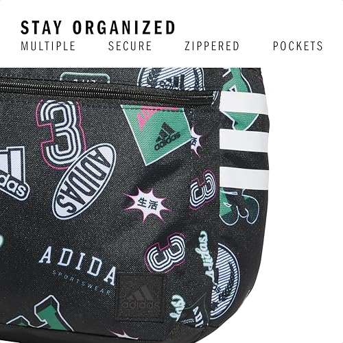 adidas 3-Stripe Classic backpack for men and women, bag with laptop sleeve - color: Rec League Black/White/5.0