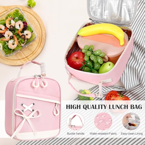 DIGOBAY Backpacks for Girls - 3PCS Girls Backpack with Lunch Box & Pencil Pouch School Backpacks for Elementary Middle High College School Bookbag for Teen Girl Kids Students Pink - color: Pinkbeige