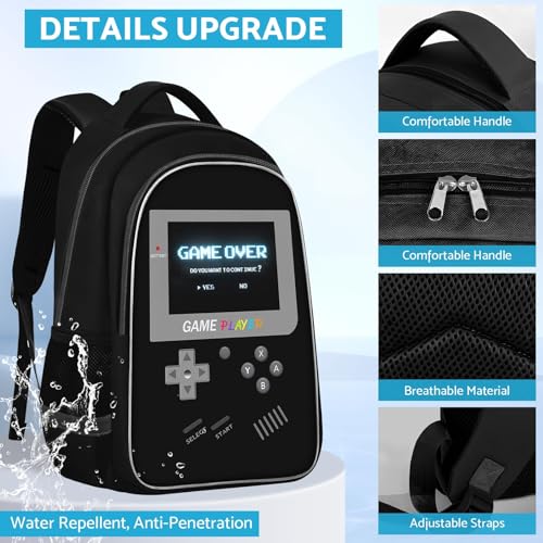 TILYTADLY School Backpack For Boys - Gamer Boys Backpack For Kids Children Teens Elementary Middle School - Ages 6-18，17″ - color: 1-black-backpack Only