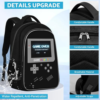 TILYTADLY School Backpack For Boys - Gamer Boys Backpack For Kids Children Teens Elementary Middle School - Ages 6-18，17″ - color: 1-black-backpack Only