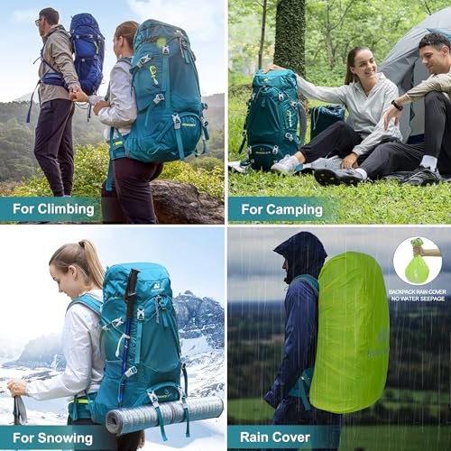 N NEVO RHINO Internal Frame Hiking Backpack 50/60/65/70/80L, Mountain Climbing Camping Backpack Daypack Waterproof Rain Cover | Mountain Climbing - color: 01 Green, size: 45+5L
