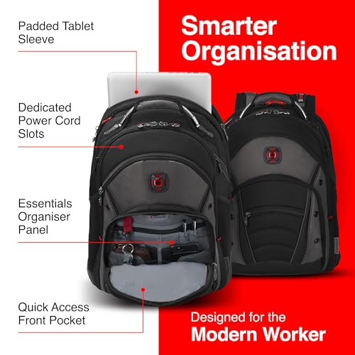 Wenger Synergy Laptop Backpack, Fits 16 Inch Laptop, Men's and Women's Laptop Bag, Black/Grey - style: Wenger Synergy Laptop Backpack